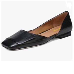 Black Side Cut Block Low Heel Square Toe Slip On Pump Working Shopping Party